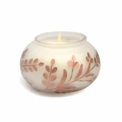 Paddywax - Cypress + Fir - Frosted White Glass With Copper Metallic Branch Etching 9oz Candle