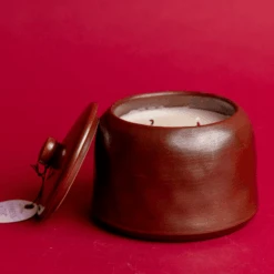 Cypress & Fir - 11oz Bronzed Glazed Ceramic Jar -Paddywax Aroma Deals Store CFH1105Z frontLit