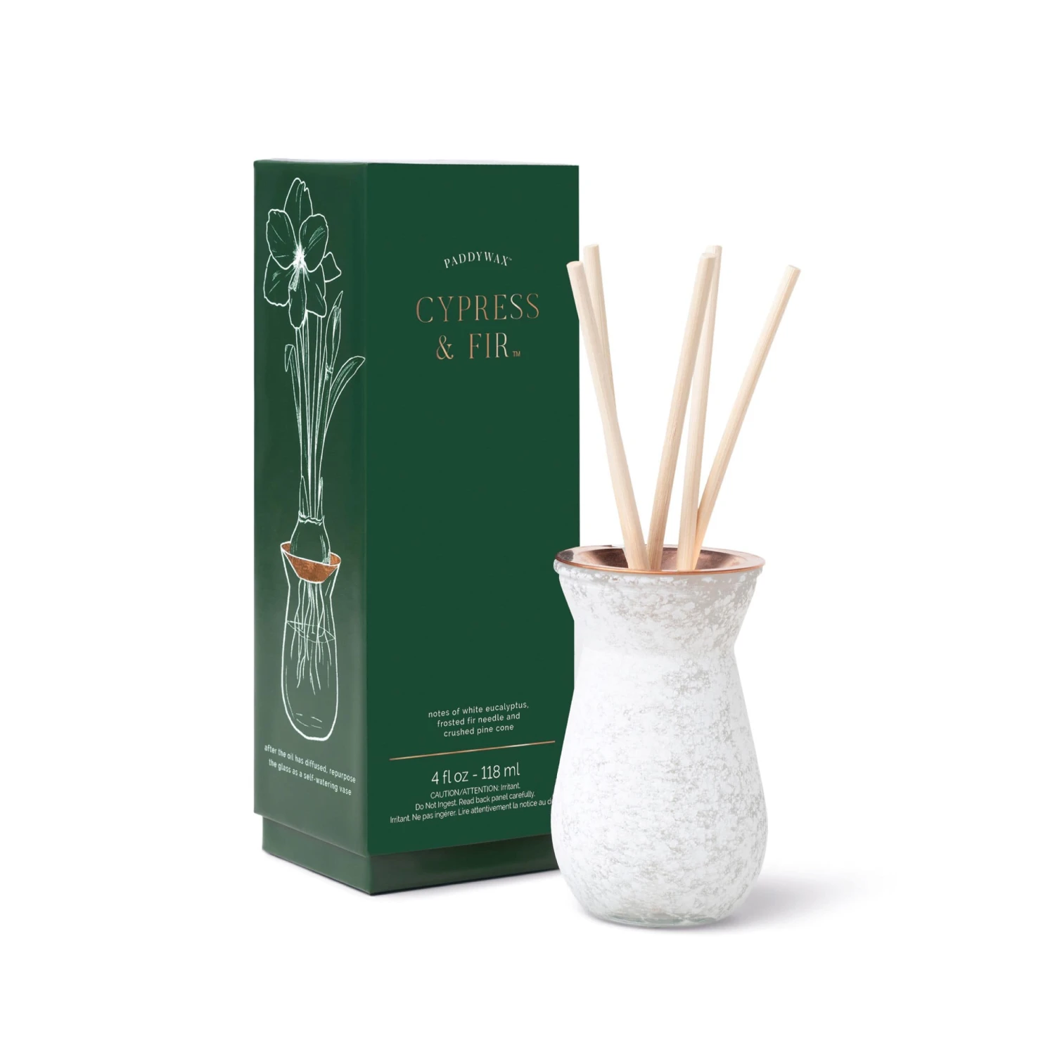 Cypress + Fir - 4 Oz White Dusted Flora Bulb Diffuser 1 Cypress + Fir - 4 Oz White Dusted Flora Bulb Diffuser
