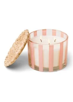 Al Fresco Rattan Lid Striped Candle - Pepper + Plum 12oz