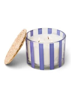 Al Fresco Rattan Lid Striped Candle - Rosemary + Sea Salt 12oz